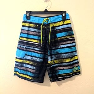 Nike 6.0 men's swim bottoms board shorts size 27 blue green striped
